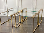 Two Pairs of 1970's French Brass Nesting Side TablesTwo Pairs of 1970's French Brass Nesting Side Tables