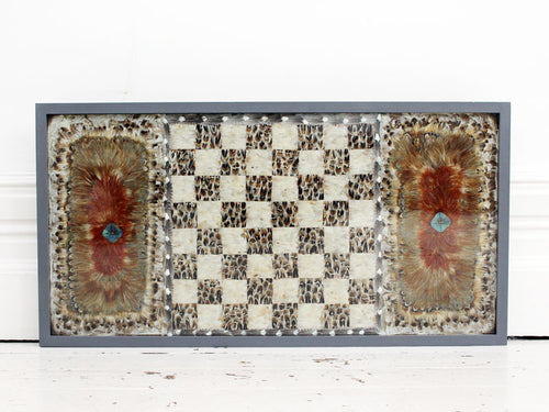 An Usual 1970's Feather Mosaique Wall Hanging