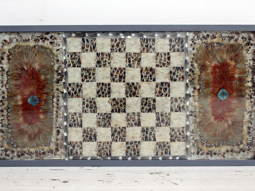An Usual 1970's Feather Mosaique Wall Hanging