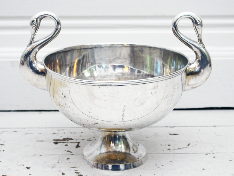 Silver Plated Champagne Bucket With Swan Neck Handles