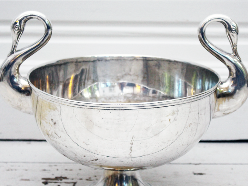 Silver Plated Champagne Bucket With Swan Neck Handles