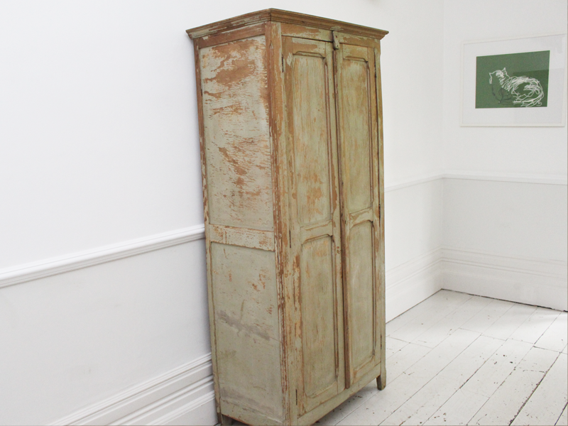 Antique French Green Painted Cupboard