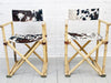 A Pair of 1950's French Folding Directors Bamboo and Cowhide Chairs