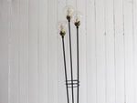 A 1950's French Three Prong Standing Lamp with Marble Base & Glass Globes