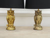A French 1960's Gold Owl Table Light with Gold Lined Black Shade