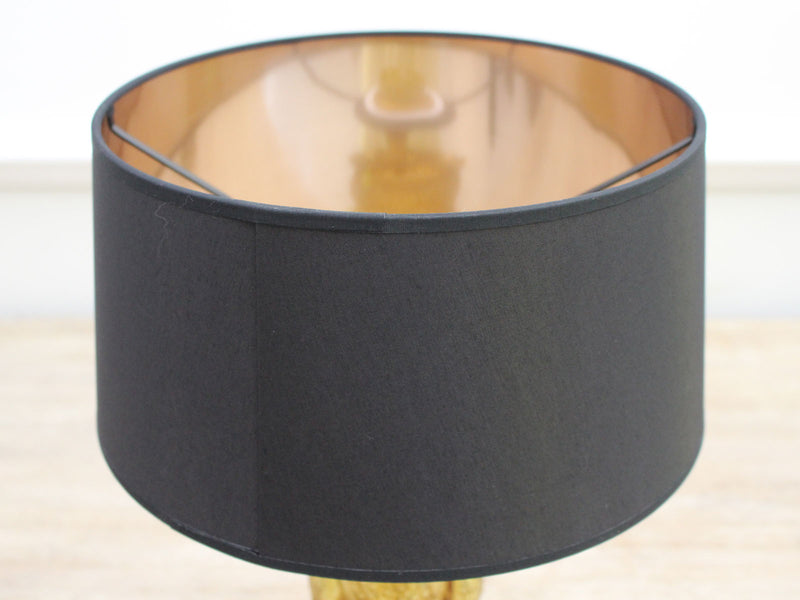 A French 1960's Muted Gold Owl Table Light with Gold Lined Black Shade