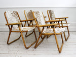 Set of 4 1950's French Riviera Folding Bamboo and Cowhide Armchairs