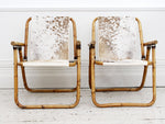 Set of 4 1950's French Riviera Folding Bamboo and Cowhide Armchairs