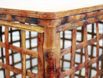 A Pair of 1970's French Parquetry & Bamboo Sofa Tables