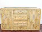 A 1960's Bamboo & Glass Sideboard in the Style of Gabriella Crespi