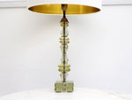 A 1940's French Glass Table Light with Gold Lined Lampshade