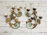 A Pair of 1960's Gilt Metal Four Light Wall Lights from Aspinall's in Curzon St