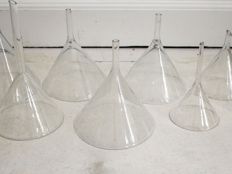 Decorative French 1920's Glass Funnels in Various Sizes