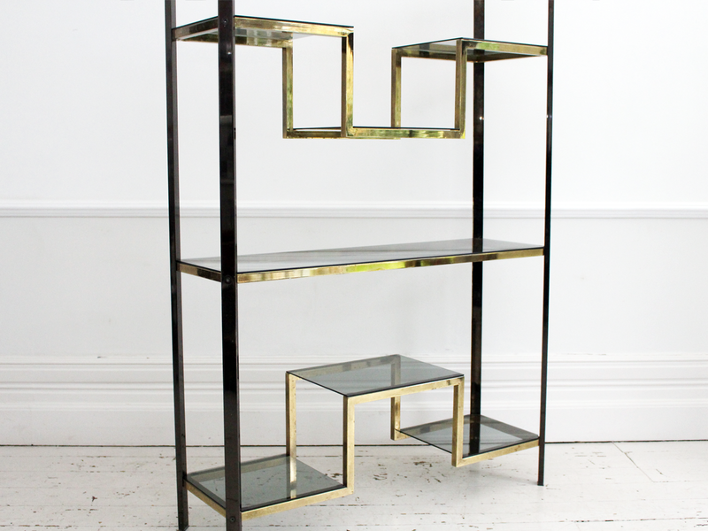 1970 s Brass Smoked Metal Large Etagere by Guy Lefevre for