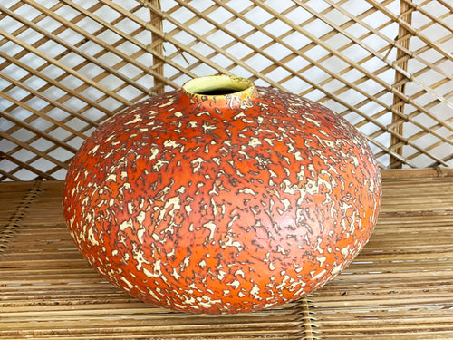 A Red & Yellow Textured 1970's Hungarian Ceramic Vase - No2