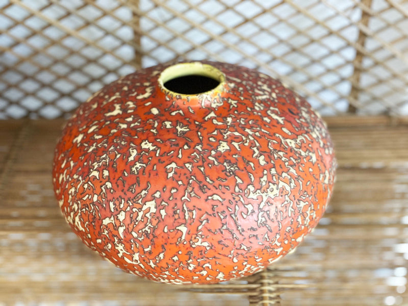 A Red & Yellow Textured 1970's Hungarian Ceramic Vase - No2
