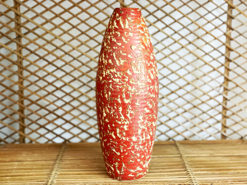 A Red & Yellow Textured 1970's Hungarian Ceramic Vase - No4