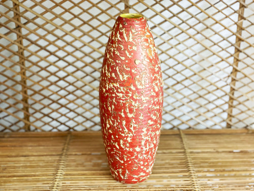 A Red & Yellow Textured 1970's Hungarian Ceramic Vase - No4