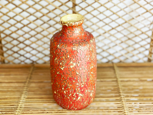 A Red & Yellow Textured 1970's Hungarian Ceramic Vase - No1