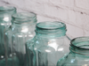 Vintage Hungarian Scalloped Green Glass Jars