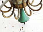 A Mid Century Italian Ten Arm Brass & Green Painted Pendant Light