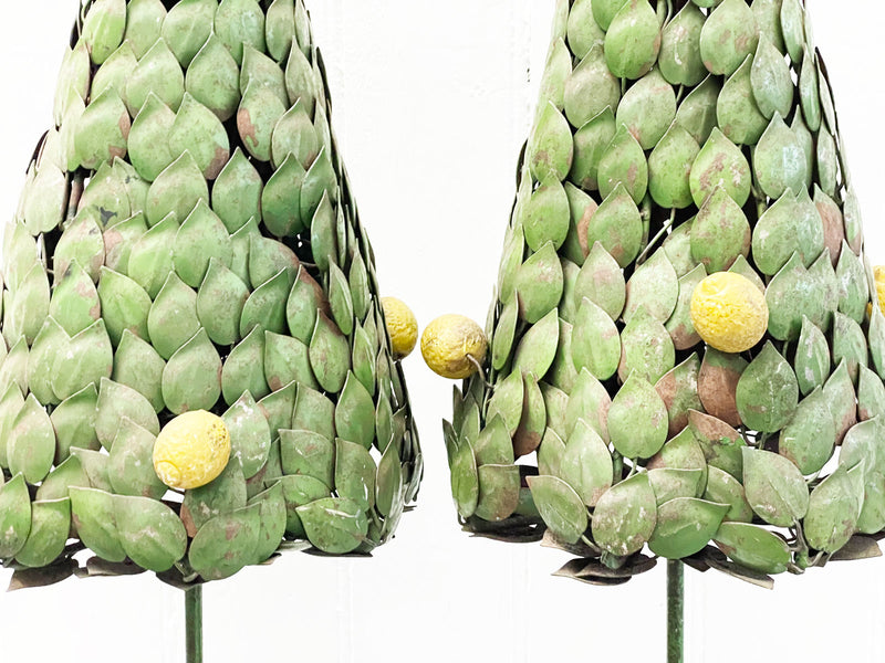 A Pair of 1950's Italian Polychrome Metal Lemon Trees