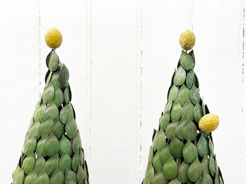 A Pair of 1950's Italian Polychrome Metal Lemon Trees