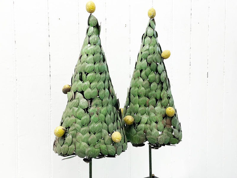 A Pair of 1950's Italian Polychrome Metal Lemon Trees