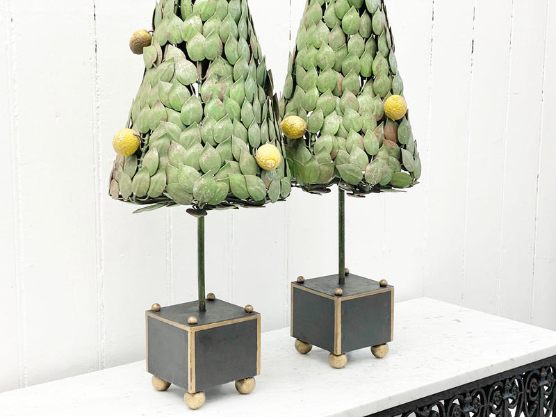 A Pair of 1950's Italian Polychrome Metal Lemon Trees