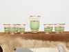 Vintage French Glasses & Matching Jug Set With Green & Gold Decoration