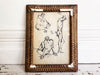 A 1950's French Pen on Paper Male Life Study in Giltwood Frame