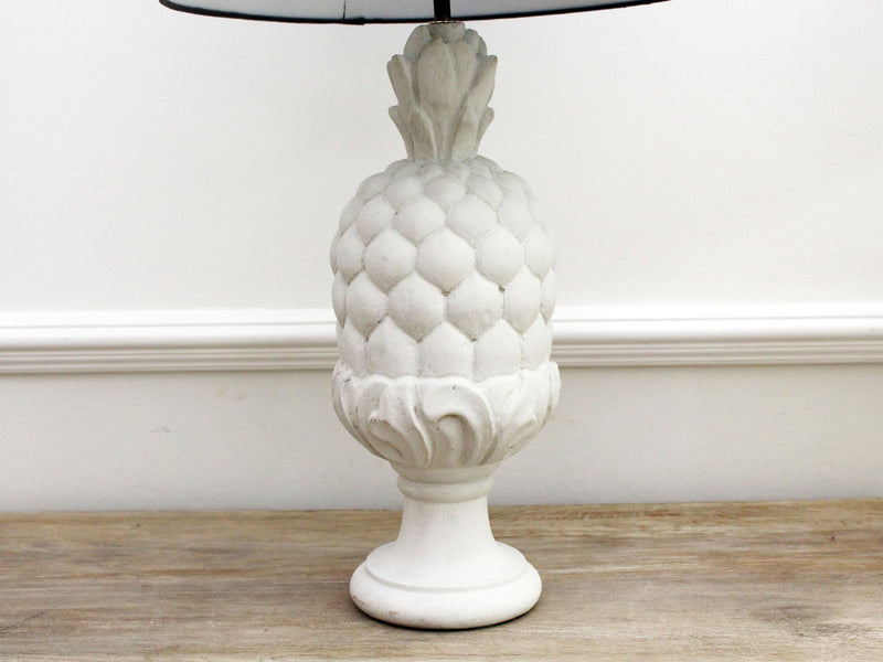 A Large Pair 1970's of White Carved Pineapple Table Lights