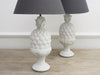 A Large Pair 1970's of White Carved Pineapple Table Lights