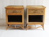 A Pair of 1950's French Rattan, Wicker & Bamboo Bedside Tables