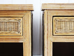A Pair of 1950's French Rattan, Wicker & Bamboo Bedside Tables