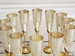 Two Sets of Six 1970's French Silver Plated & Brass Champagne Flutes