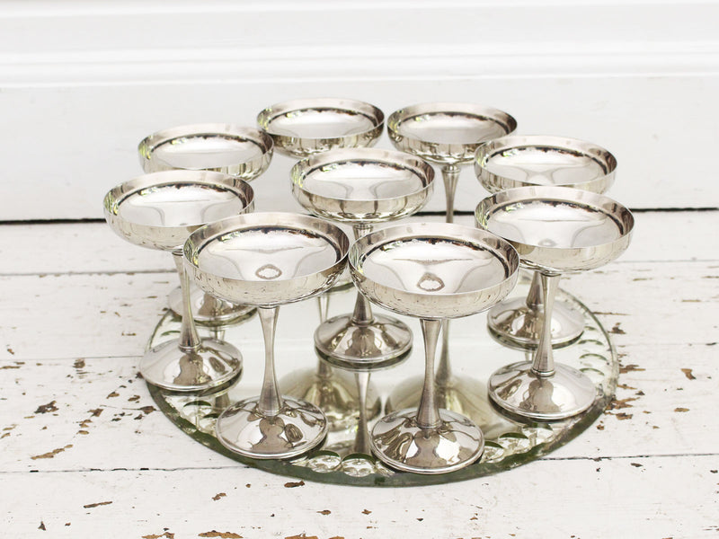 A Set of 9 Vintage Italian Silver Plated Champagne Coupes