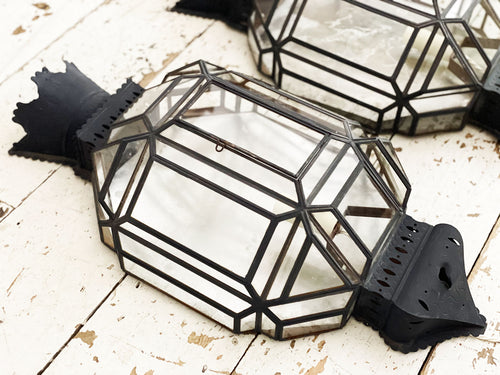 Two Pairs of 1950's Spanish Tole Wall Lanterns