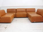 An Italian 1970's Tan Leather Five Part Modular Sofa