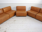 An Italian 1970's Tan Leather Five Part Modular Sofa