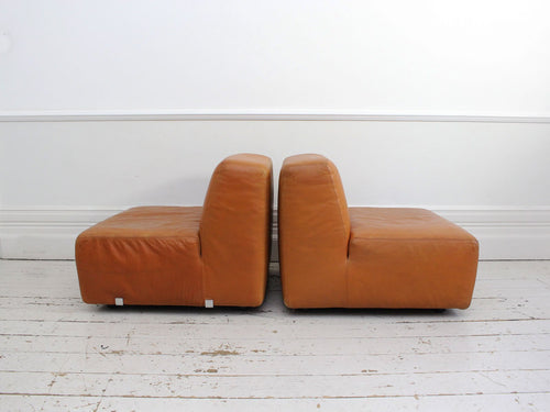 An Italian 1970's Tan Leather Five Part Modular Sofa