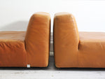 An Italian 1970's Tan Leather Five Part Modular Sofa
