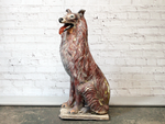 Vintage French 1950's Painted Terracotta Collie Dog Statue