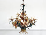 A 1950's French Painted Toleware Floral Chandelier