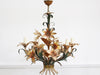 A 1950's French Painted Toleware Floral Chandelier