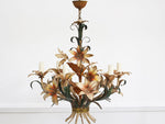 A 1950's French Painted Toleware Floral Chandelier