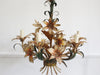 A 1950's French Painted Toleware Floral Chandelier