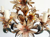 A 1950's French Painted Toleware Floral Chandelier