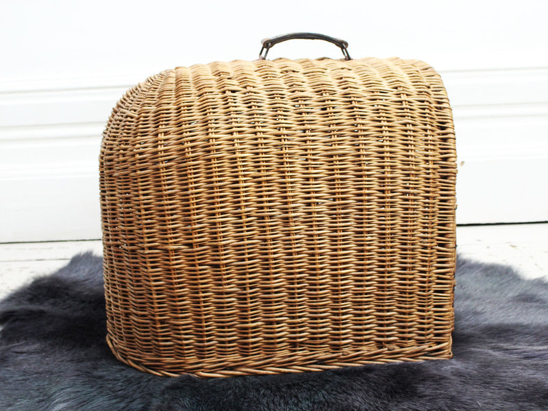 A Charming 1920's Wicker Cat or Small Dog Carrying Basket