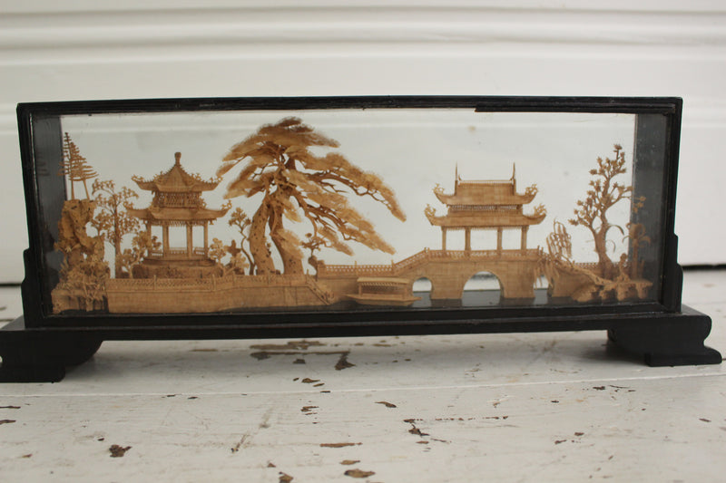 A Vintage Cork Sculpture of a Japanese Landscape